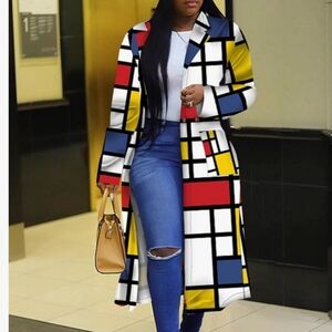 Colored geo pattern blazer